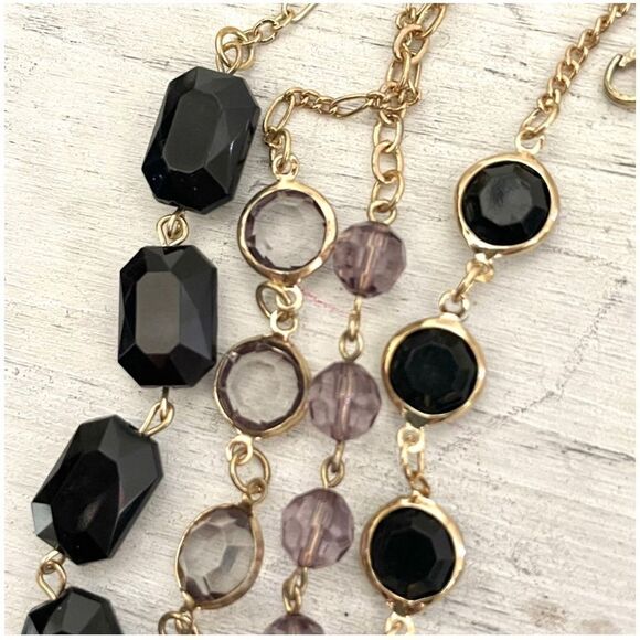 Gold tone multi strand beaded statement necklace - Picture 8 of 12